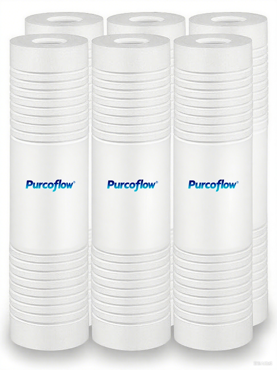 Grooved Sediment Water Filter Cartridge (Pack of 6), 5 Micron Whole House Water Filter Universal Replacement 10"x2.5" for 10 inch RO Unit